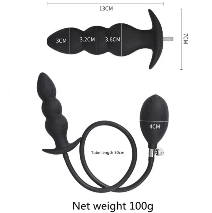 Şişirilebilir Boğumlu Anal Genişletici Silikon Butt Plug - Görsel 5