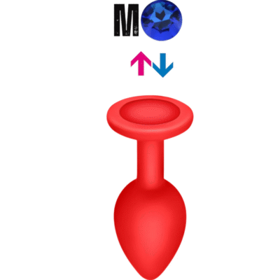 Çıkar-Tak Mavi Taşlı Kırmızı Silikon Anal Plug – Orta Boy
