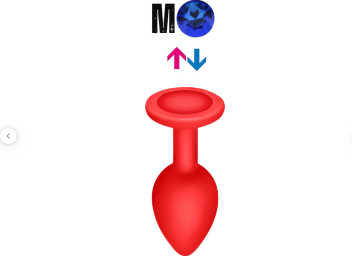 Çıkar-Tak Mavi Taşlı Kırmızı Silikon Anal Plug – Orta Boy