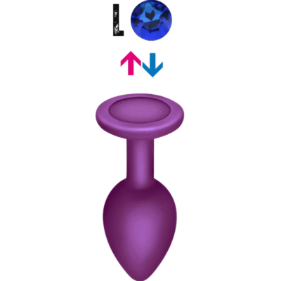 Çıkar-Tak Mavi Taşlı Mor Silikon Anal Plug – Büyük Boy