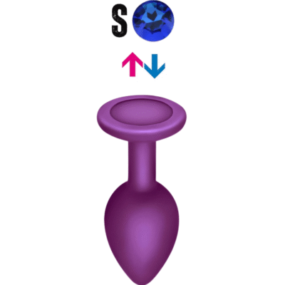 Çıkar-Tak Mavi Taşlı Mor Silikon Anal Plug – Küçük Boy