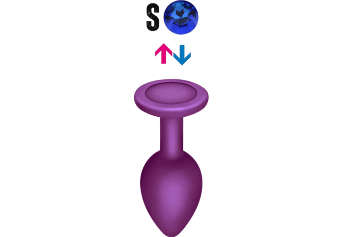 Çıkar-Tak Mavi Taşlı Mor Silikon Anal Plug – Küçük Boy