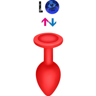 Çıkar-Tak Parlak Mavi Yuvarlak Taşlı Kırmızı Silikon Anal Plug – Büyük Boy