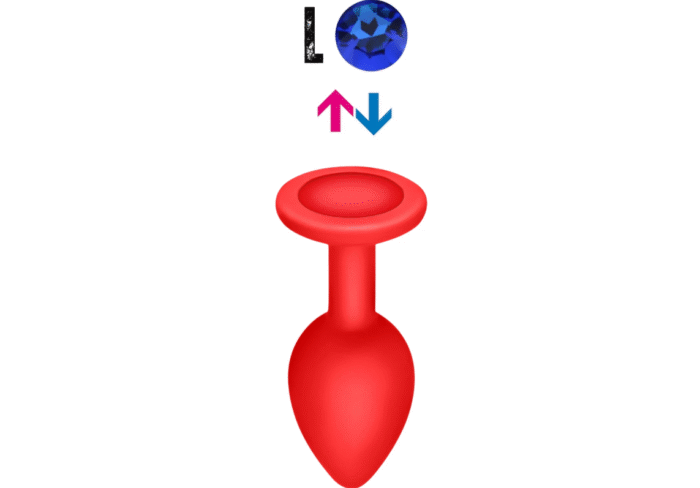 Çıkar-Tak Parlak Mavi Yuvarlak Taşlı Kırmızı Silikon Anal Plug – Büyük Boy