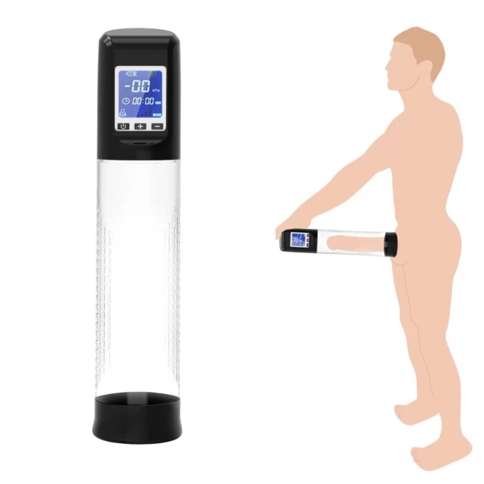 EROTICA LCD Ekranlı Tam Otomatik Dijital Penis Vakum Pompası – USB Şarjlı, 3 Kademeli Vakum Gücü
