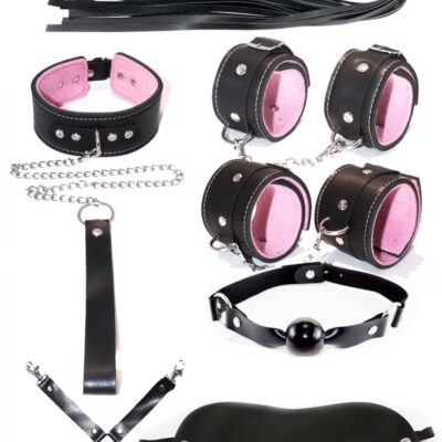 EXOTİKİSS 7 PARÇA BDSM SET İTHAL PEMBE SİYAH