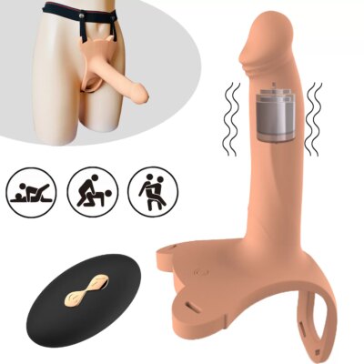 Kablosuz Kumandalı Şarjlı Realistik Vibratör – Ultra Yumuşak Strapon (İçi Boş)