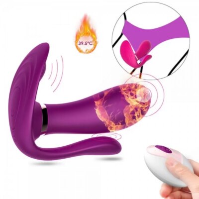MASSAGER Şarjlı Isıtmalı Giyilebilir 3 in 1 Kablosuz Panty Vibratör – Mor