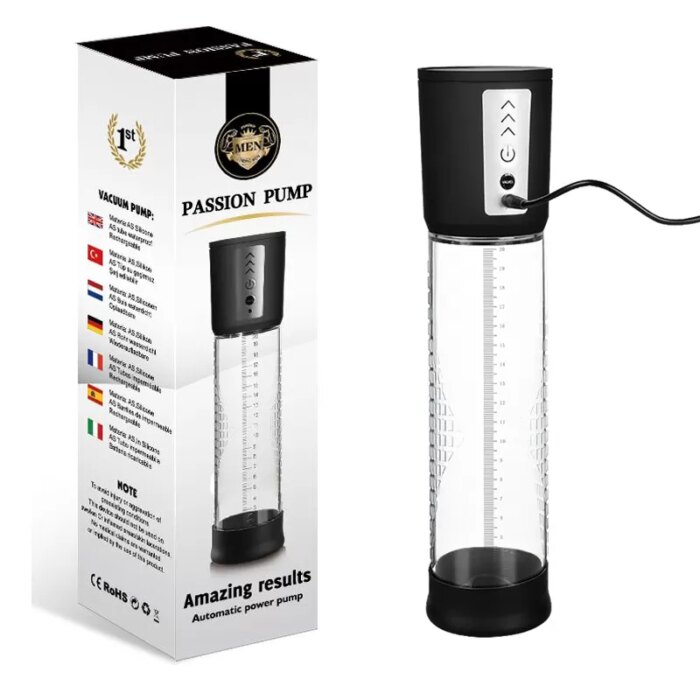 Passion Pump Şarjlı 3 Hız Modlu Otomatik Penis Pompası – LED Göstergeli & Sessiz Motor