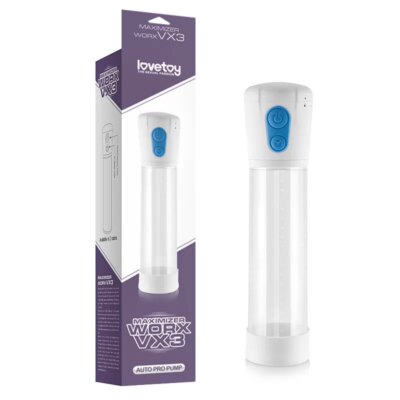 Maximizer Worx VX3 – Pilli Otomatik Penis Pompası (Beyaz) | 3 Hız Modlu Geliştirme Cihazı