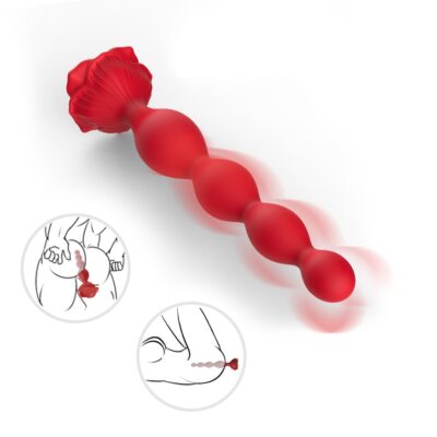 Exotikiss Rose Şarjlı Bükülebilir Güçlü Titreşimli Boğumlu G Nokta Uyarıcı ve Anal Vibratör