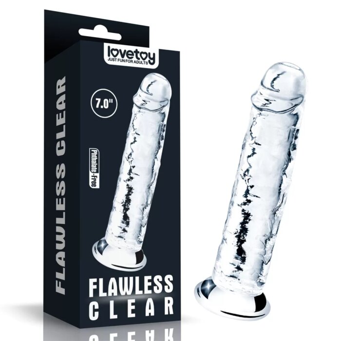 18 CM Vantuzlu Şeffaf Dildo | Gerçekçi, Esnek ve Kavisli Tasarım - Flawless Clear
