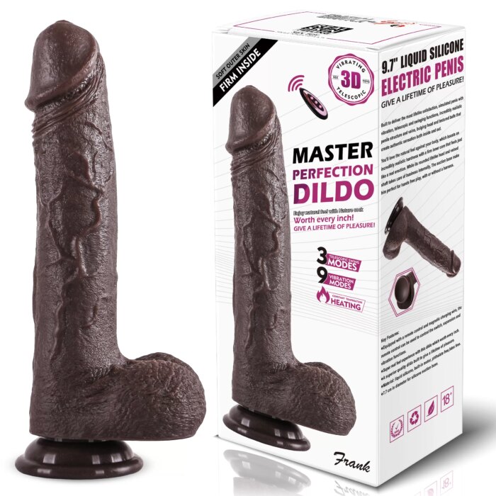 İleri Geri Hareketli, Rotasyonlu, Isıtmalı Zenci Yapay Penis Vibratör (Uzaktan Kumandalı) - Frank