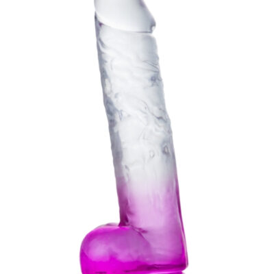 MYST COLOR Mor Şeffaf Dildo – Jel Dokulu, Vantuzlu, Ultra Yumuşak Yapay Penis (24 cm)