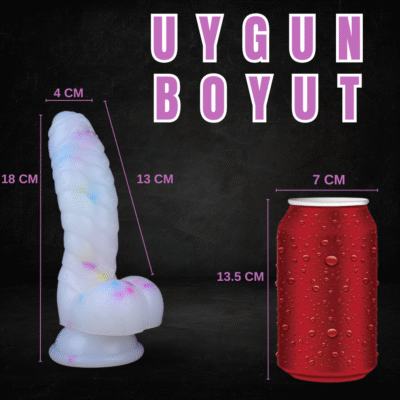 MYST COLOR Renkli Benekli Tırtıklı Dildo – Ultra Yumuşak Şeffaf Realistik Yapay Penis