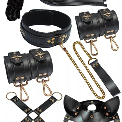 ExotiKiss Premium BDSM Fantezi Seti – Maske, Tasma, Kelepçe, Kamçı, Halat & Zincir Aksesuarları