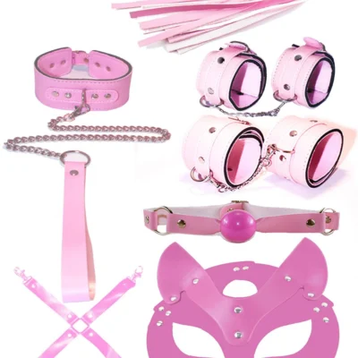 Exotikiss Fantazi Kelepçe Seti 7 Parça – BDSM Fetiş Aksesuar Seti, Pembe