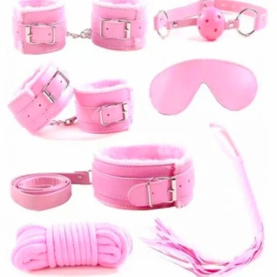 Exotikiss Fantazi Kelepçe Seti 7 Parça – BDSM Fetiş Aksesuar Seti, Pembe