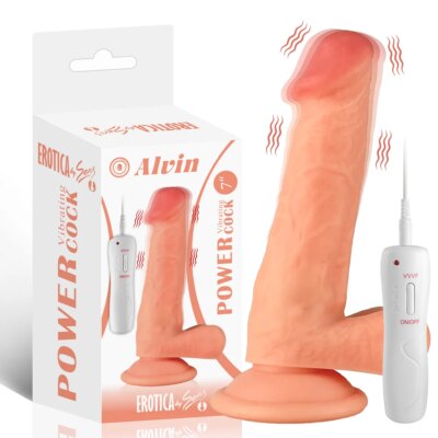 Alvin - Kumandalı Vantuzlu Güçlü Titreşimli Gerçekçi Yapay Penis Realistik Dokuda Dildo 18 CM