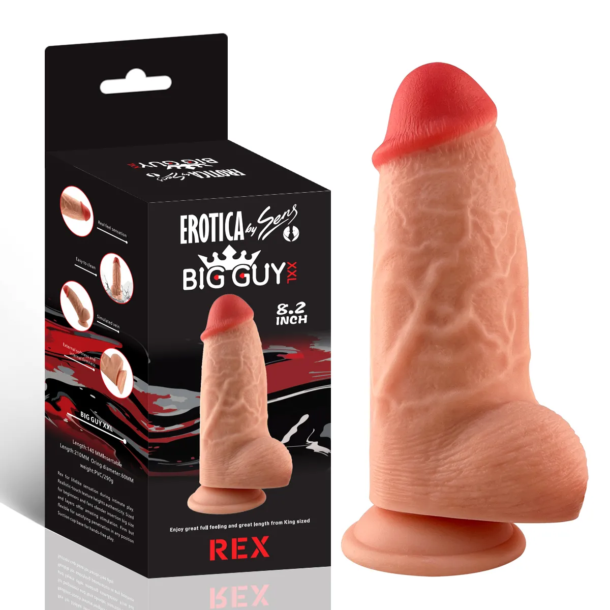 Rex - King Size Realistic Fat Dildo Çok Kalın Kısa Boy Gerçekçi Doku Realistik Yapay Penis 21x6 CM